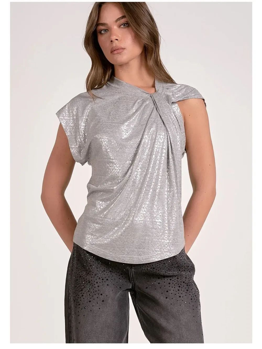 ELAN SHOULDER TWIST SLEEVELESS TOP NEW XS